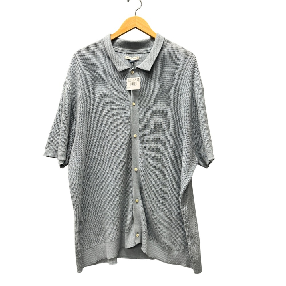 American Eagle Button Up Mens XXL 2XL Knit Polo Blue Casual‎ Coastal Resort NEW